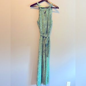 Jumpsuit. Green and blue patterned